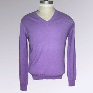 Hermes Long Sleeve 100% Cashmere Mens V-Neck Sweater EU Size M Mauve Color